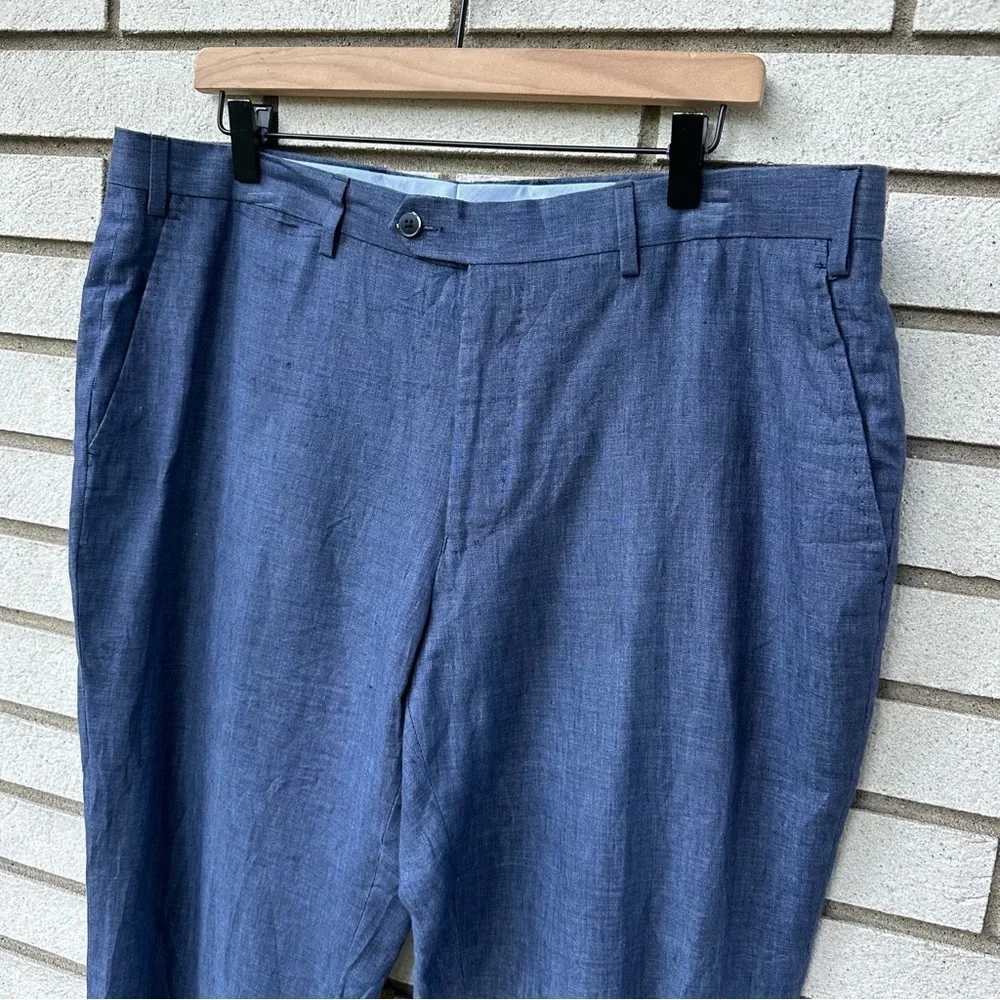 Brioni Florence Modern Fit Blue Linen Dress Pants 38R 48R Italy Puro Lino